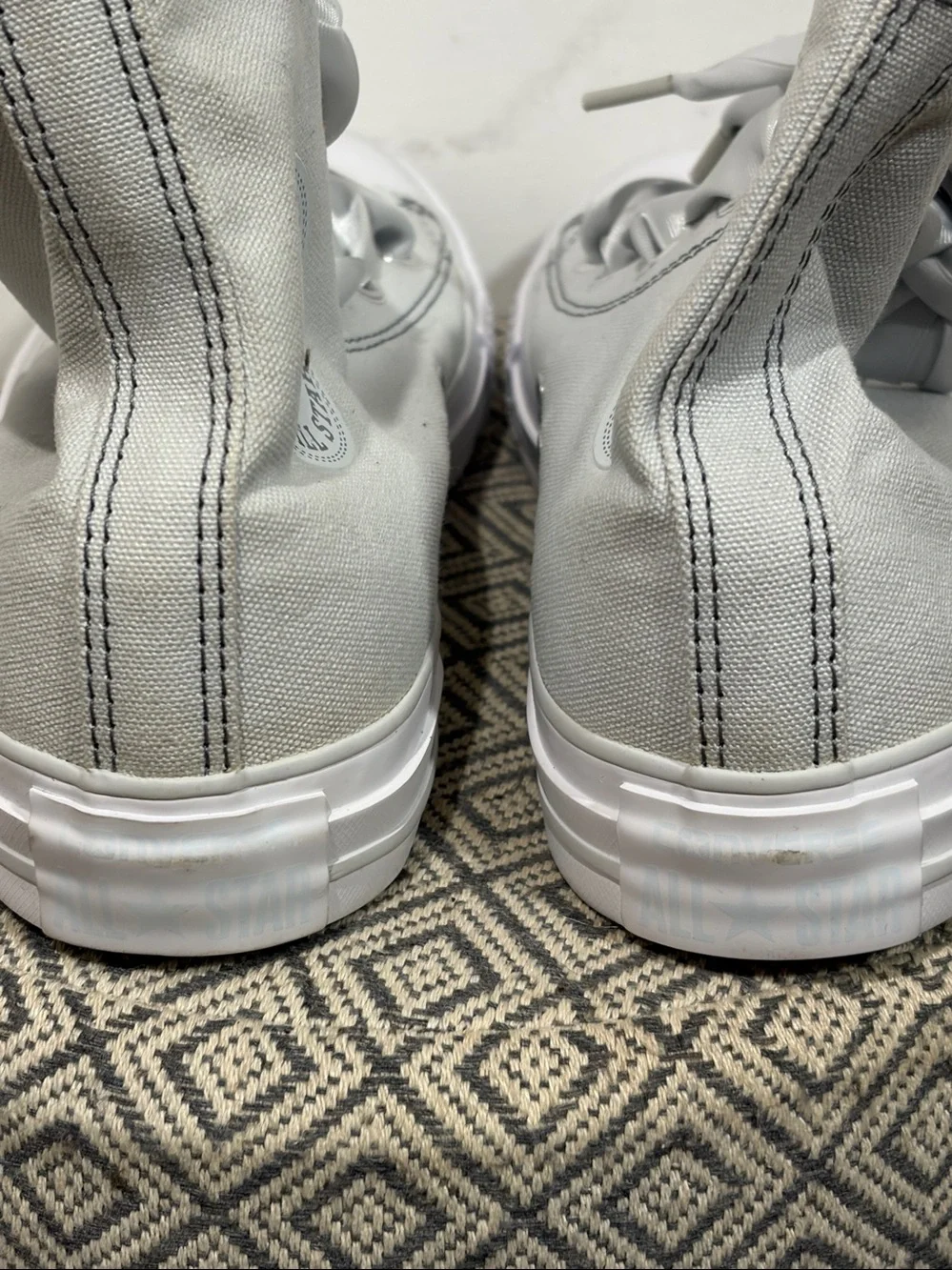 Converse All Star High Top Sneakers Light Gray White Satin Laces Women’s Size 7 - Picture 5 of 7
